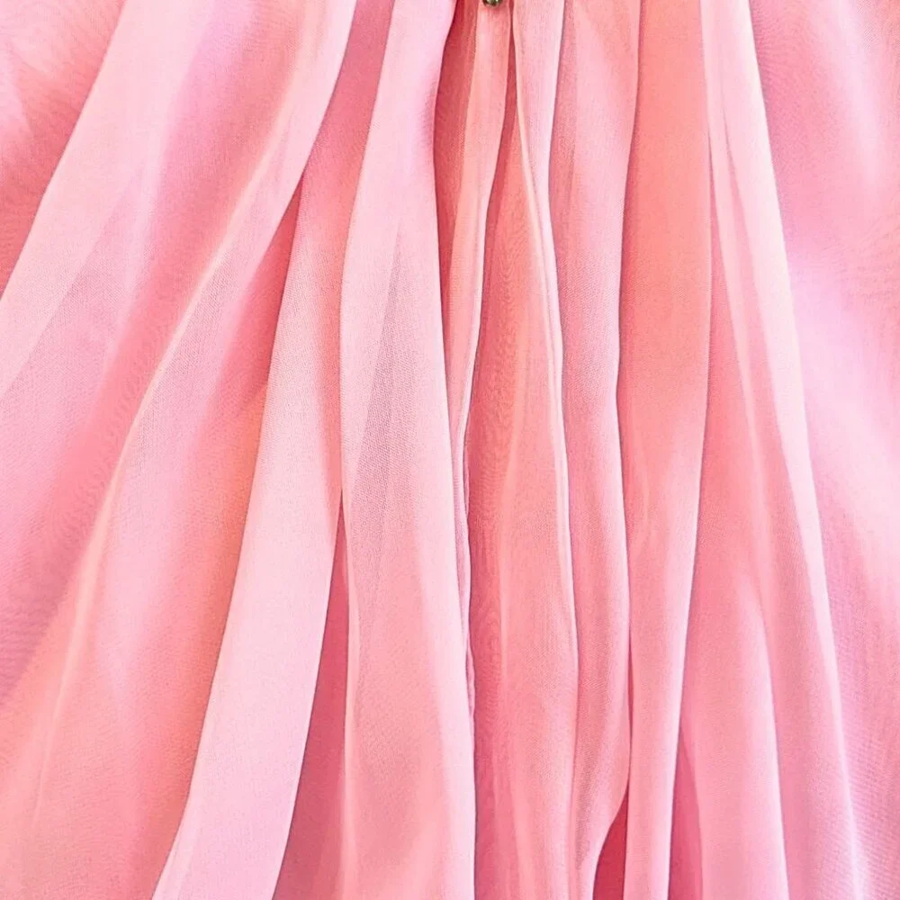 NWT COLORS DRESS Pink Embellished Strapless Sweetheart Chiffon Gown 0684 Size 16